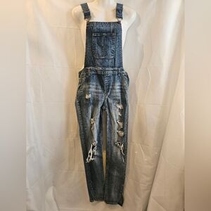 Dollhouse Distressed Skinny Denim Overalls Dark Wash Juniors 11
